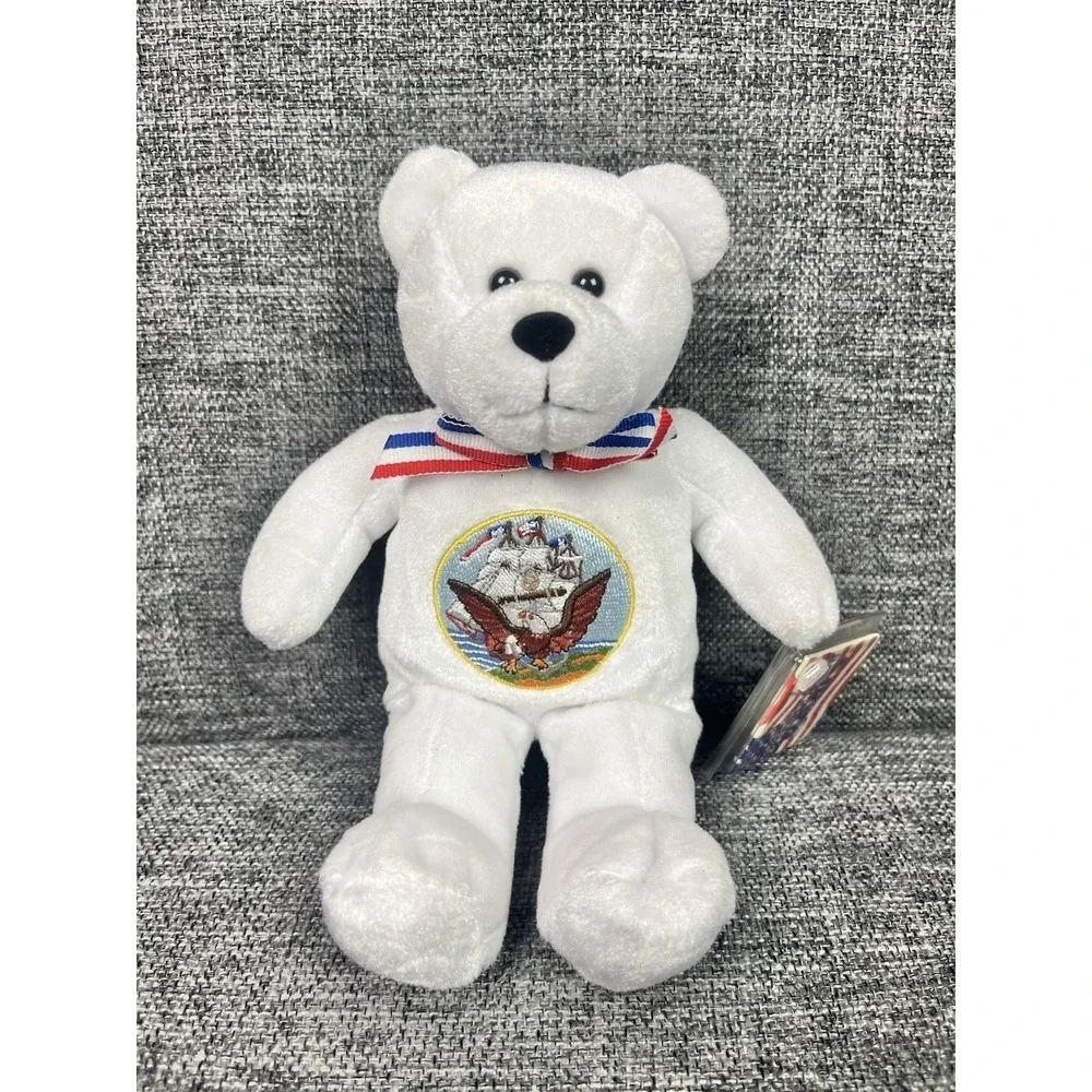 USA Navy Military Bear, Beanbag Plush, White, w/Tags 8